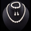 3431437968_2103299325-1 Wholesale Diamond Pearl Necklace Earrings Bracelet Three-Piece Set