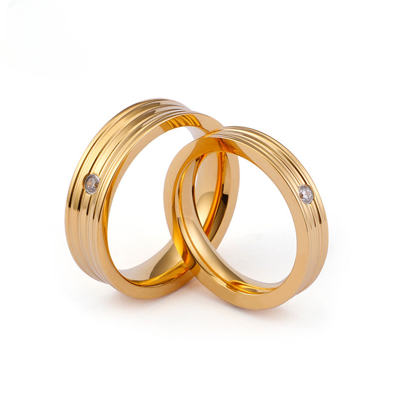 Wholesale Titanium Steel Gilded New Water Diamond Rings