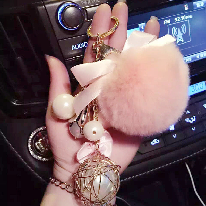 Wholesale Rex Rabbit Fur Tassel Plush Keychains