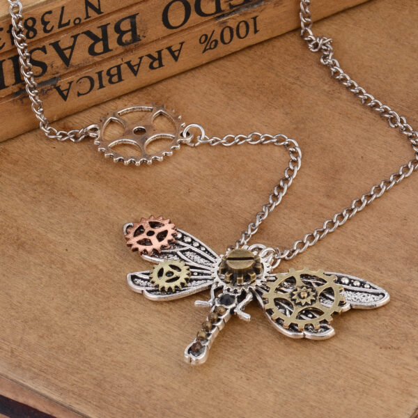 Wholesale Steampunk Dragonfly Gear Type Necklaces