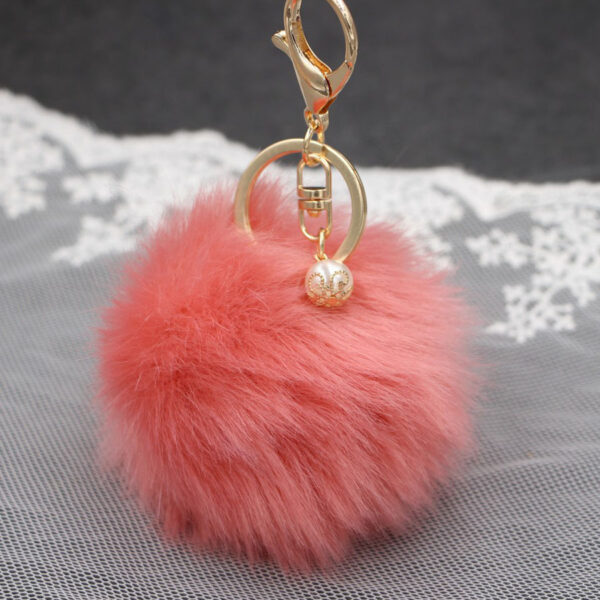 Wholesale Pearl 8cm Fur Ball Keychain