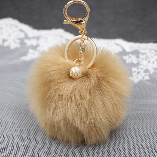 Wholesale Pearl 8cm Fur Ball Keychain