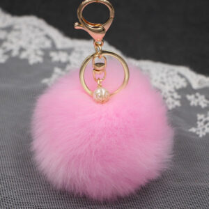 Pink / (Gold single plant) imitation rabbit hair -8cm