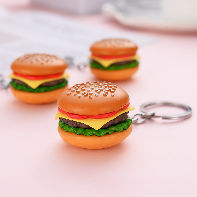 Wholesale PVC Faux Burger Keychain