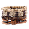Wholesale Vintage Coconut Shell Hemp Rope Leather Bracelet