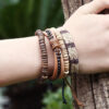 Wholesale Vintage Coconut Shell Hemp Rope Leather Bracelet