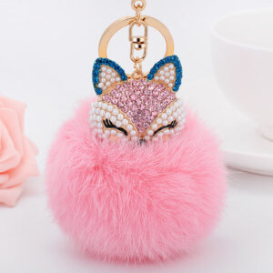 Pink Blue Ali + pink fur ball / Full length 16cm pendant 10x8cm