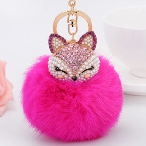 Pink Ali + Rose red fur ball / Full length 16cm pendant 10x8cm