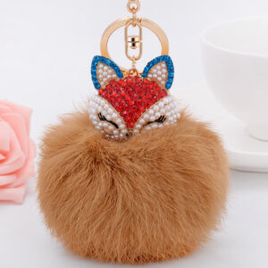 Red Ali + brown fur ball / Full length 16cm pendant 10x8cm