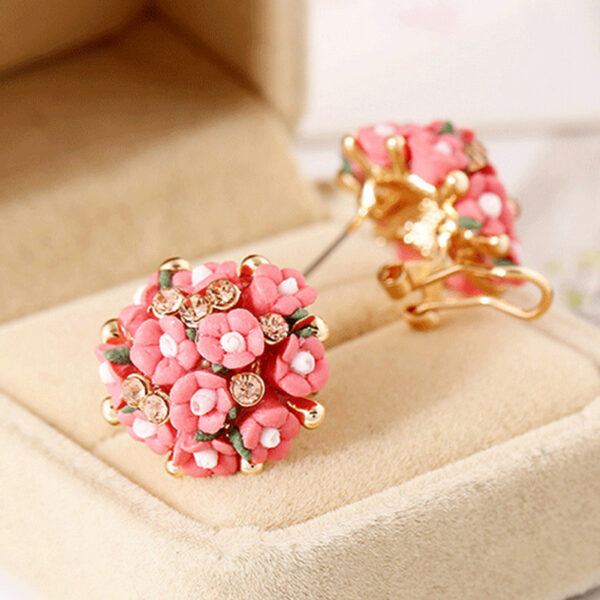 Wholesale Rose Flower Rhinestone Ear Studs