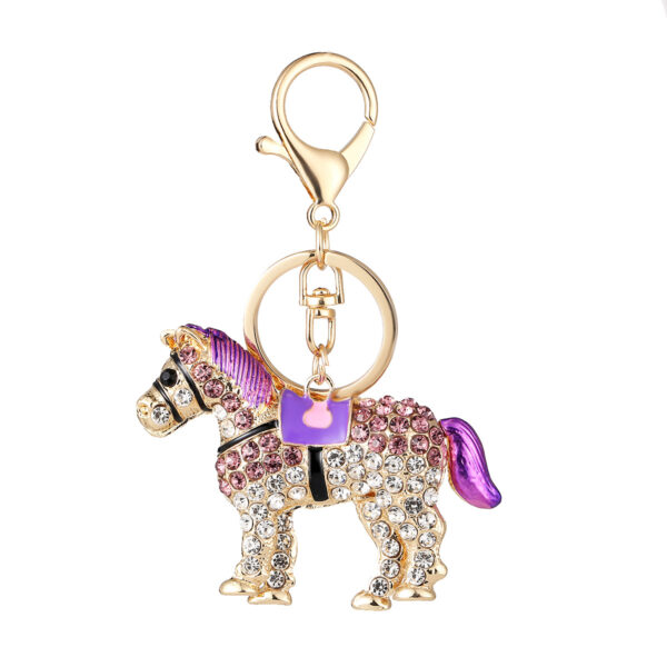 Wholesale Colorful Horse Diamond Metal Keychain