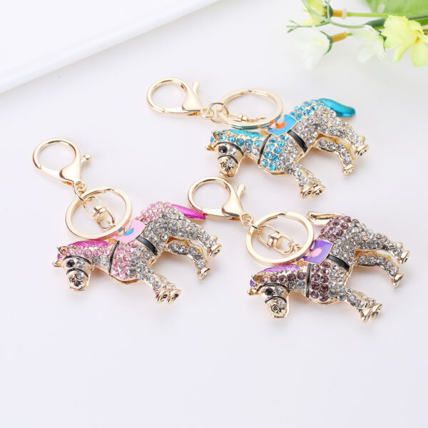 Wholesale Colorful Horse Diamond Metal Keychain