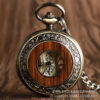 Wholesale Vintage Wooden Circle Skeleton Vintage Roman Numeral Manual Mechanical Alloy Pocket Watch