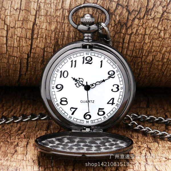 Wholesale Classic Black Reversible Vintage Quartz Pocket Watch