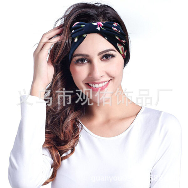 Wholesale Autumn and Winter Printed Hairband with Wide Ribbon Cotton Sports Yoga Hair Accessories