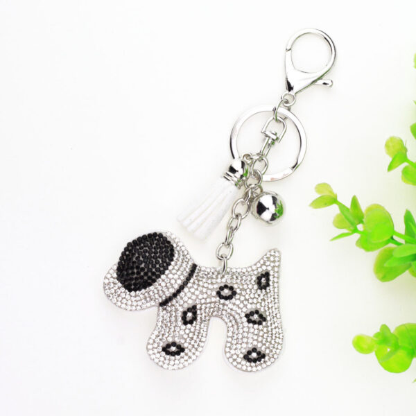 Wholesale Velvet Inlaid Diamond Cute Small Dog Keychains
