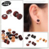 Wholesale Hip Hop Rock Round Wood Earrings