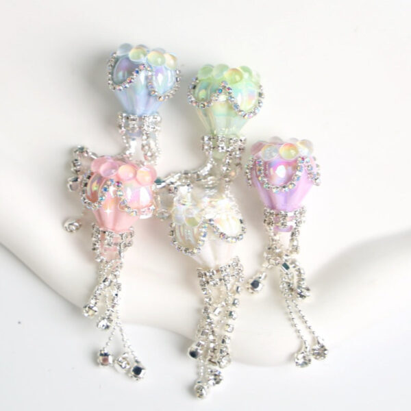 Wholesale Cat Eye Love Crown Beads Full of Diamond Hot Air Balloon Tassels Acrylic Beads