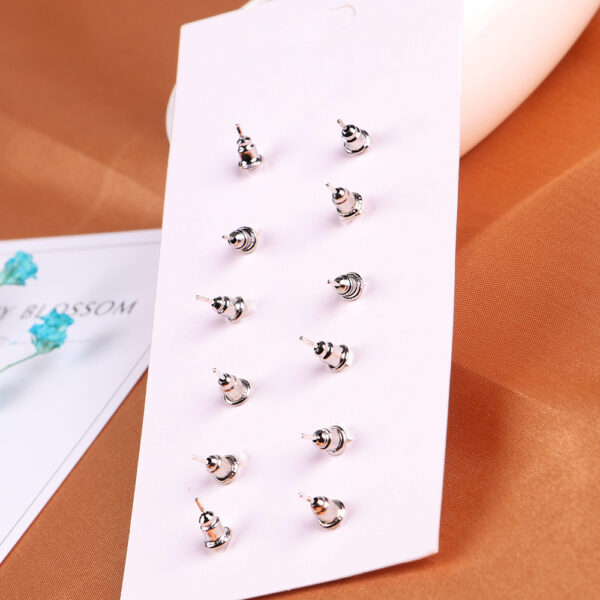 3932936714_770677398 Wholesale Triangle Gems Alloy Ear Studs 6 Pairs