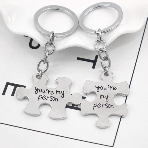 3933361064_679221165 Wholesale Alphabet Puzzle Couple Zinc Alloy Keychain