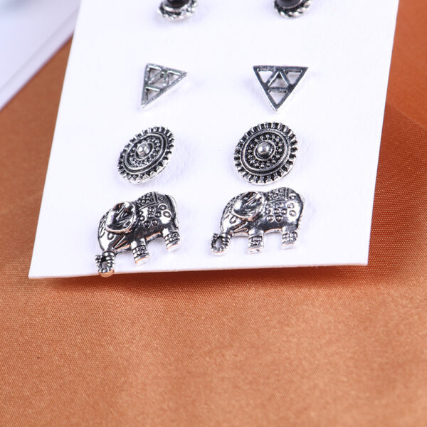 3934207500_770677398 Wholesale Triangle Gems Alloy Ear Studs 6 Pairs