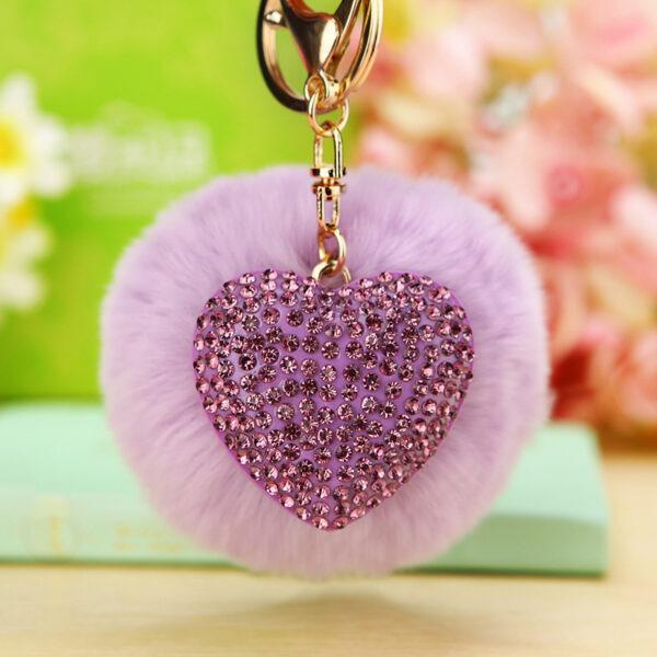 Wholesale Diamond Love Fur Ball Car Pendant Key Chain Ring