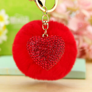 Red love heart + red fur ball / Single opp bag packaging