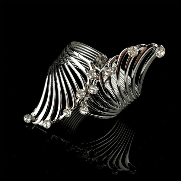 Wholesale Fashion Feather Inlaid Rhinestone Metal Bracelet