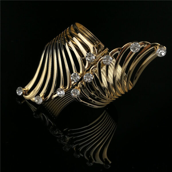 Wholesale Fashion Feather Inlaid Rhinestone Metal Bracelet