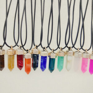 Wholesale Pendant Leather Cord Hexagon Pillar Resin Necklaces