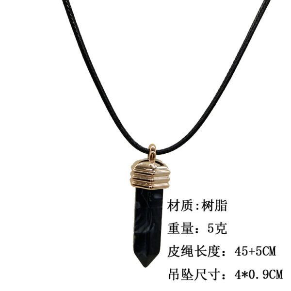 Wholesale Pendant Leather Cord Hexagon Pillar Resin Necklaces