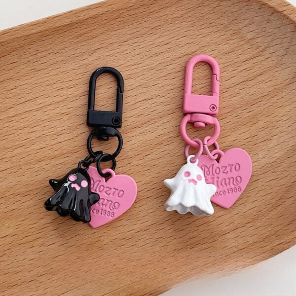 Wholesale Little Ghost Heart Pink Black Keychain