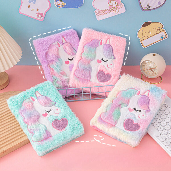 3acf88ff539ccd7e879787080375a0f0 Wholesale Macaron A5 Unicorn Plush Notebook