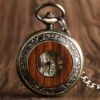Wholesale Vintage Wooden Circle Skeleton Vintage Roman Numeral Manual Mechanical Alloy Pocket Watch