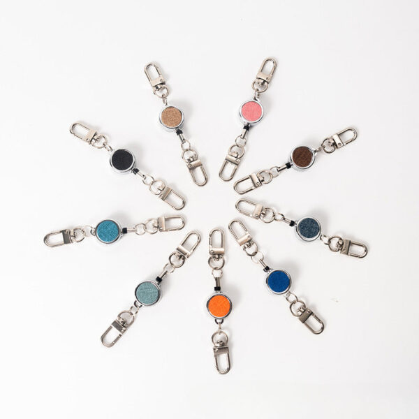 Wholesale Badge Reels Metal Cloth Pattern Retractable Keychain