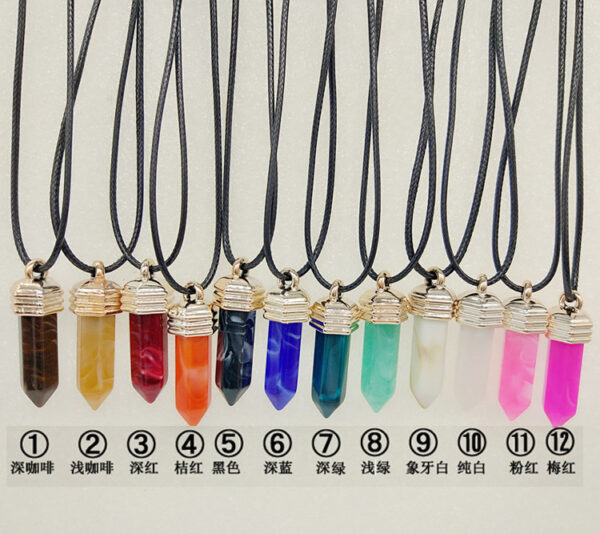 Wholesale Pendant Leather Cord Hexagon Pillar Resin Necklaces
