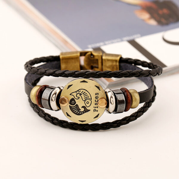 4001874450_2118088041-1 Wholesale Vintage 12 Zodiac Cowhide Multi-layer Bracelets