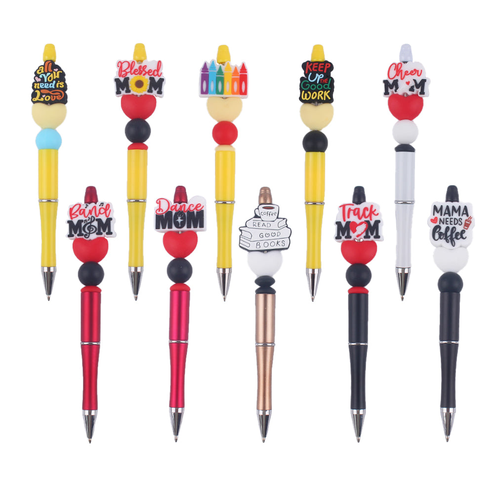 Wholesale Cartoon Pattern Mother Series Silicone Beaded Ballint Pen