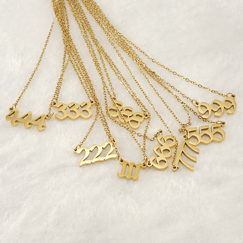 Wholesale Stainless Steel Lucky Number Necklace