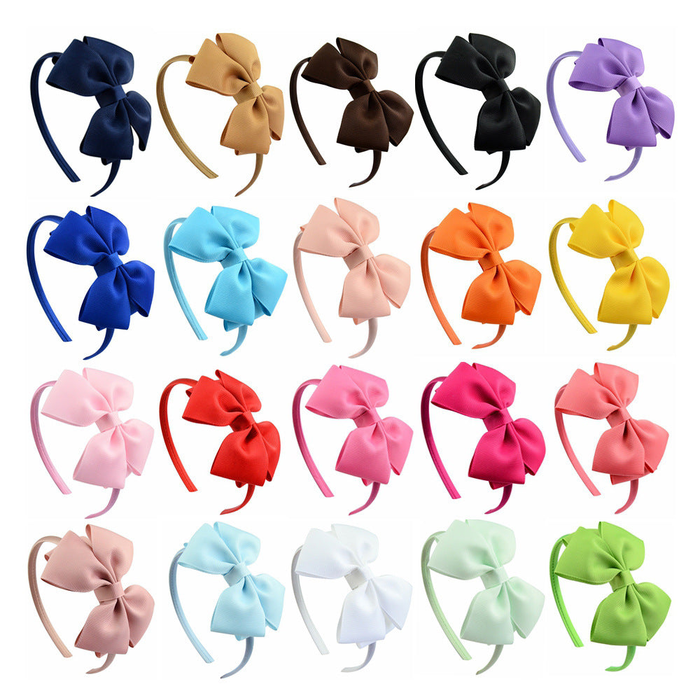 Wholesale lyester Rib Kids Bow Headband