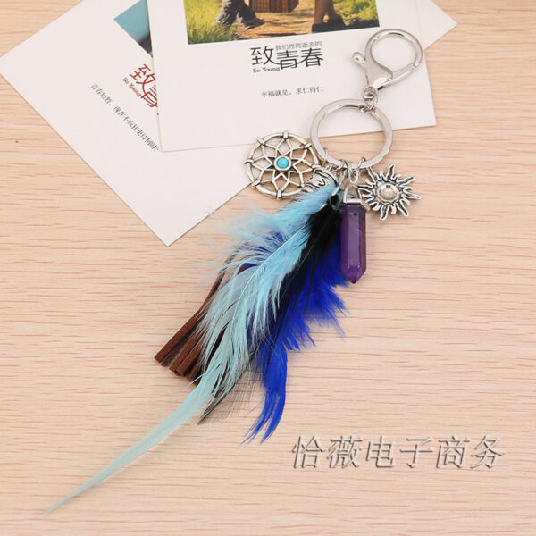 Wholesale Dream Catcher Gossip Feather Opal Tassel Bag Keychains