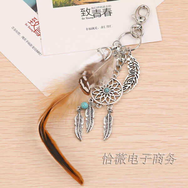 Wholesale Dream Catcher Gossip Feather Opal Tassel Bag Keychains