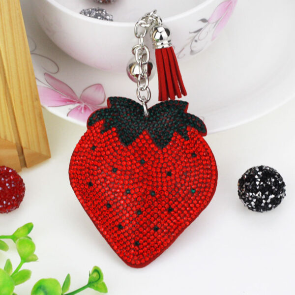 4081383160_418350124-1 Wholesale Velvet Tassel Strawberry Hot Diamond Keychain