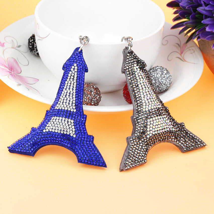 Wholesale Hot Diamond Eiel Tower Tassel Keychain