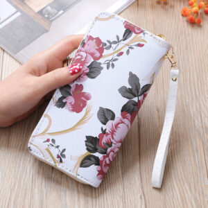 Wholesale PU Long Flower Printed Women's Purse