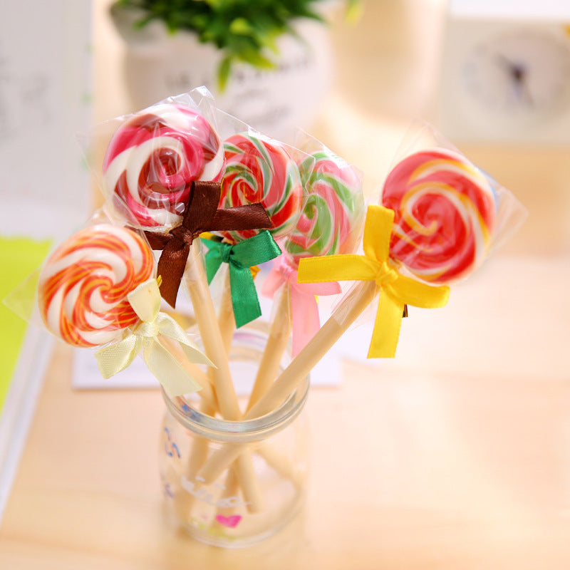 Wholesale Creative Cartoon Lollip Shaped Black Plastic Fountain Pen