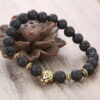 Wholesale Alloy Leopard Head Volcanic Rock Elastic Bracelet