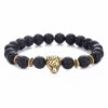Wholesale Alloy Leopard Head Volcanic Rock Elastic Bracelet