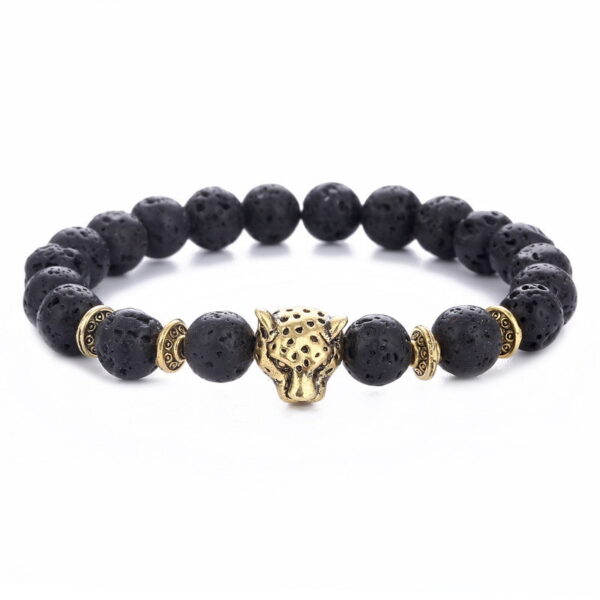 Wholesale Alloy Leopard Head Volcanic Rock Elastic Bracelet