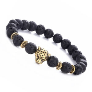 4271388640_1568480310 Wholesale Alloy Leopard Head Volcanic Rock Elastic Bracelet